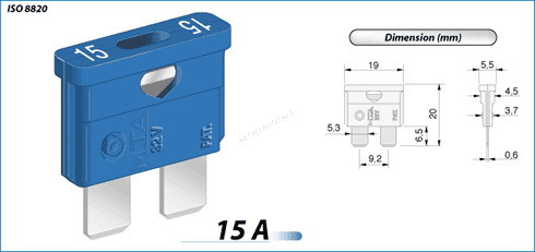 Biztosíték késes sima 15A MTA