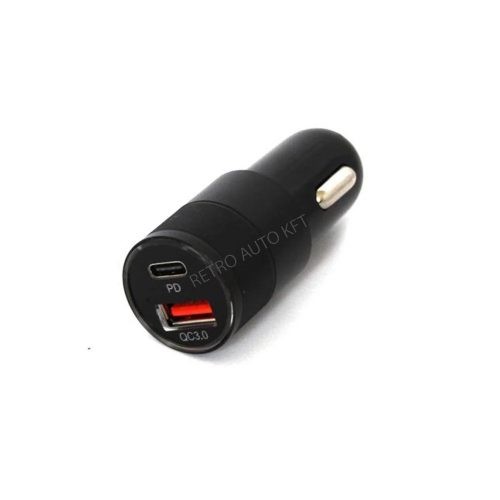 Szivargyújtó gyorstöltő USB + C type