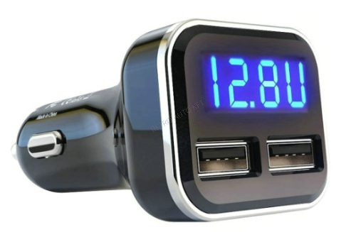 USB töltő voltmérős 24W-4,8A  Autolife